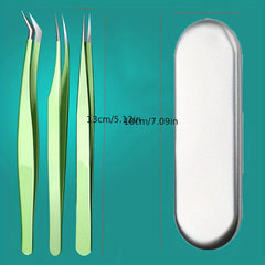 3 Pcs Eyelash Extension Tweezers Set with Case