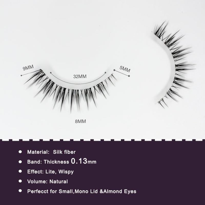 Palm Lashes Natural Look False Eyelashes Clear Band Short Lashes TS04