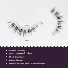 Palm Lashes Natural Look False Eyelashes Clear Band Short Lashes TS04