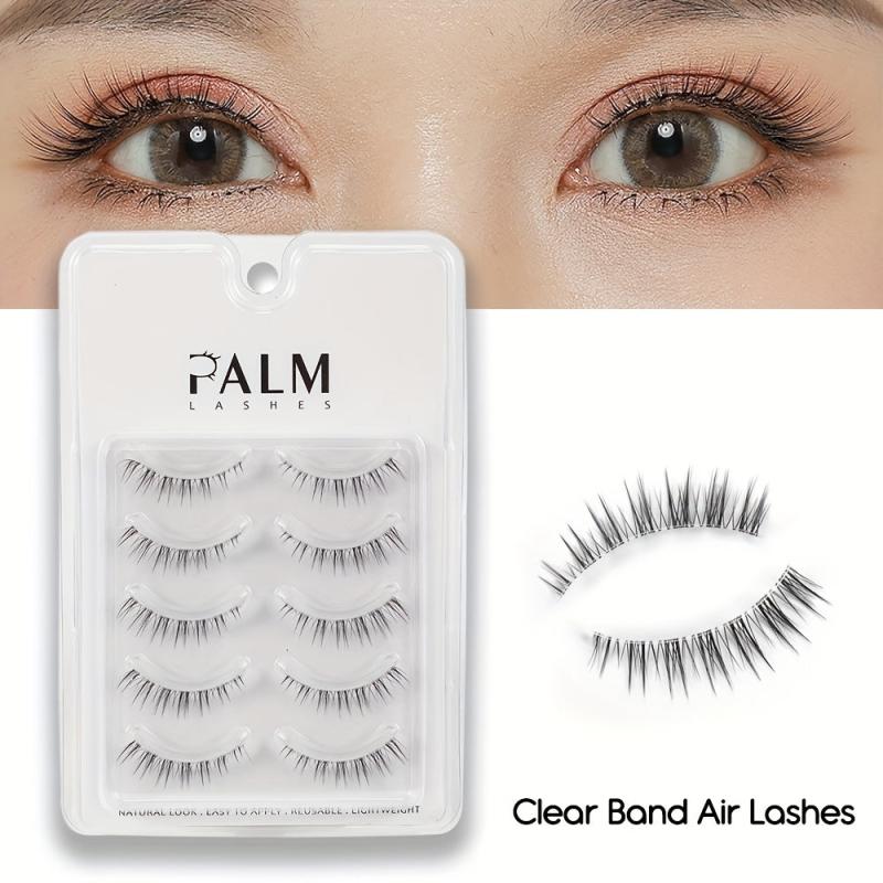 Palm Lashes Natural Look False Eyelashes Clear Band Short Lashes TS04