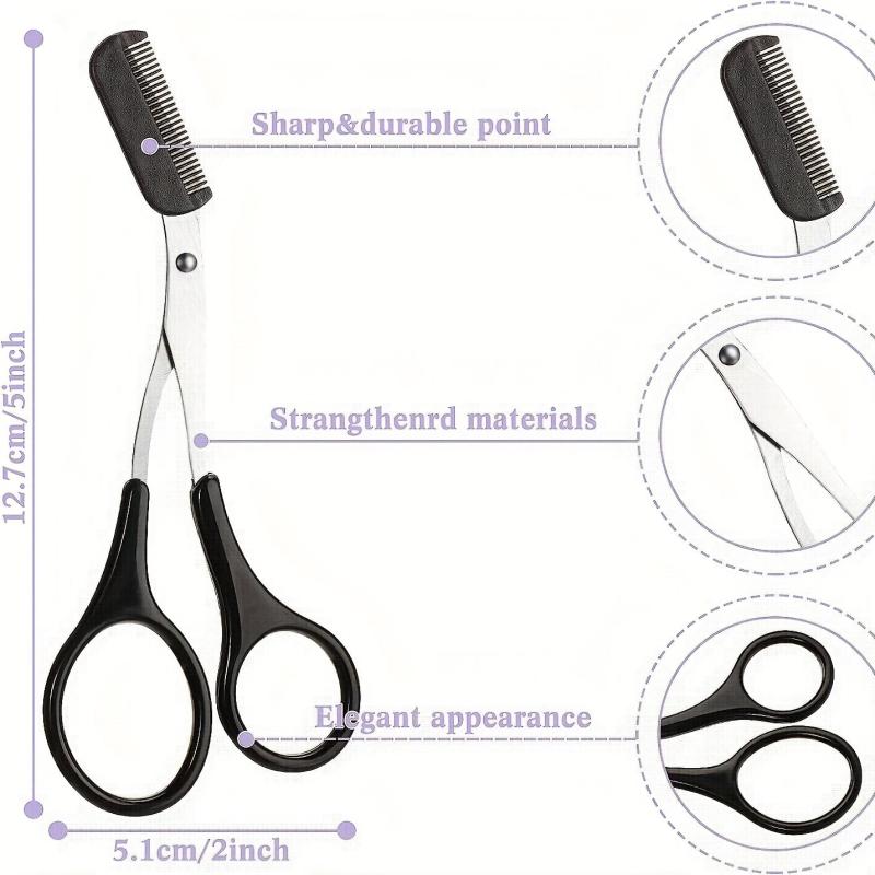 2pcs Stainless Steel Eyebrow Trimmer with Comb - Hair Removal and Shaping