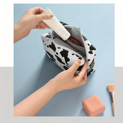Cow Pattern Cosmetic Bag Square Makeup Bag Travel Toiletry Bag Holiday Gift