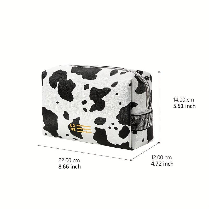 Cow Pattern Cosmetic Bag Square Makeup Bag Travel Toiletry Bag Holiday Gift
