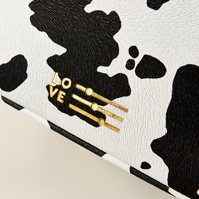 Cow Pattern Cosmetic Bag Square Makeup Bag Travel Toiletry Bag Holiday Gift