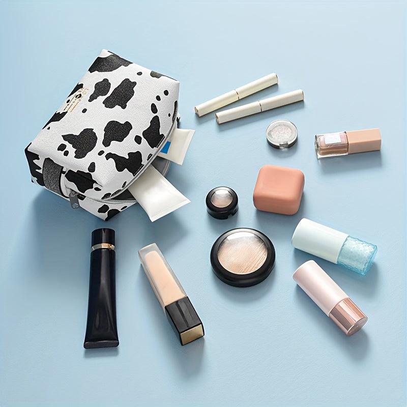 Cow Pattern Cosmetic Bag Square Makeup Bag Travel Toiletry Bag Holiday Gift
