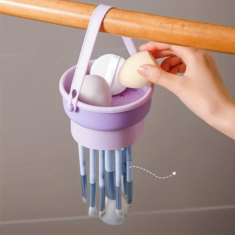 Silicone Brush Cleaning Mat & Drying Holder 2-in-1 Makeup Tool