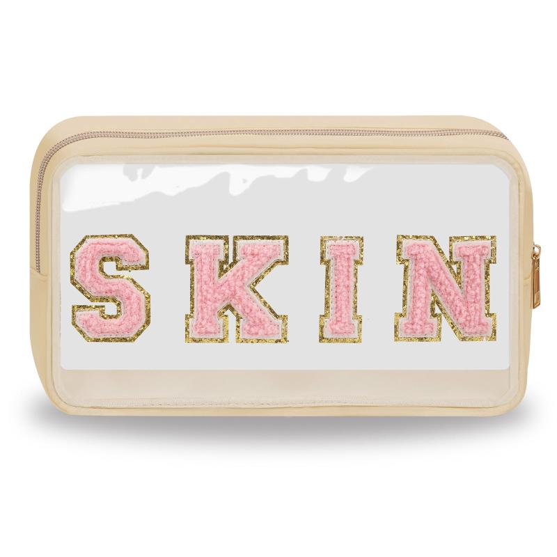 Chenille Letter Clear Makeup Bag Waterproof Portable Glitter Cosmetic Bag