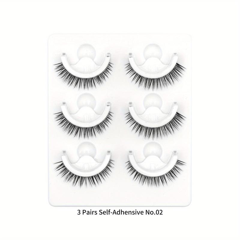 3 Pairs Self Adhesive Eyelashes Reusable False Eyelashes Waterproof Natural Look