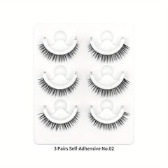 3 Pairs Self Adhesive Eyelashes Reusable False Eyelashes Waterproof Natural Look