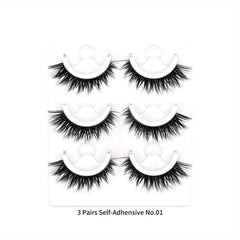 3 Pairs Self Adhesive Eyelashes Reusable False Eyelashes Waterproof Natural Look