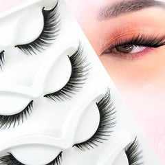 5 Pairs Natural Look Winged False Eyelashes Faux Mink Cat Eye Fox Fairy Lashes