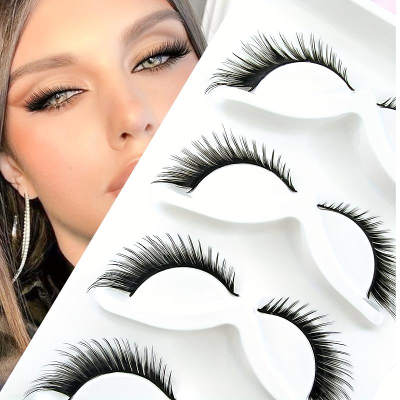 5 Pairs Natural Look Winged False Eyelashes Faux Mink Cat Eye Fox Fairy Lashes