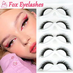 5 Pairs Natural Look Winged False Eyelashes Faux Mink Cat Eye Fox Fairy Lashes