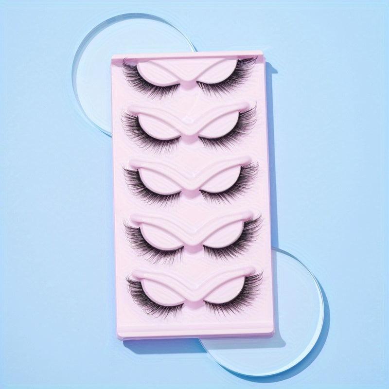 5 Pairs Fox Eye False Eyelashes 16mm Natural Volume Curly Makeup Lash Extension