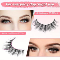 Natural Look 3D False Eyelashes Soft Volume Lashes 14mm