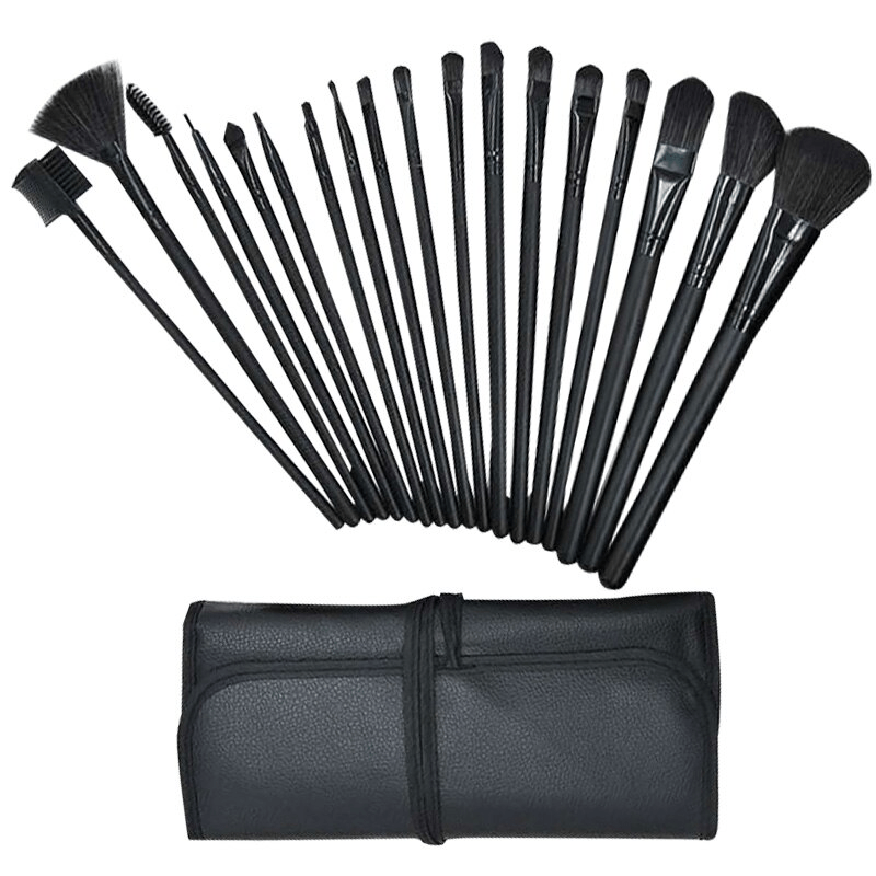 24pcs Makeup Brush Set Face Eye Lip Blending Brushes with Leather Case