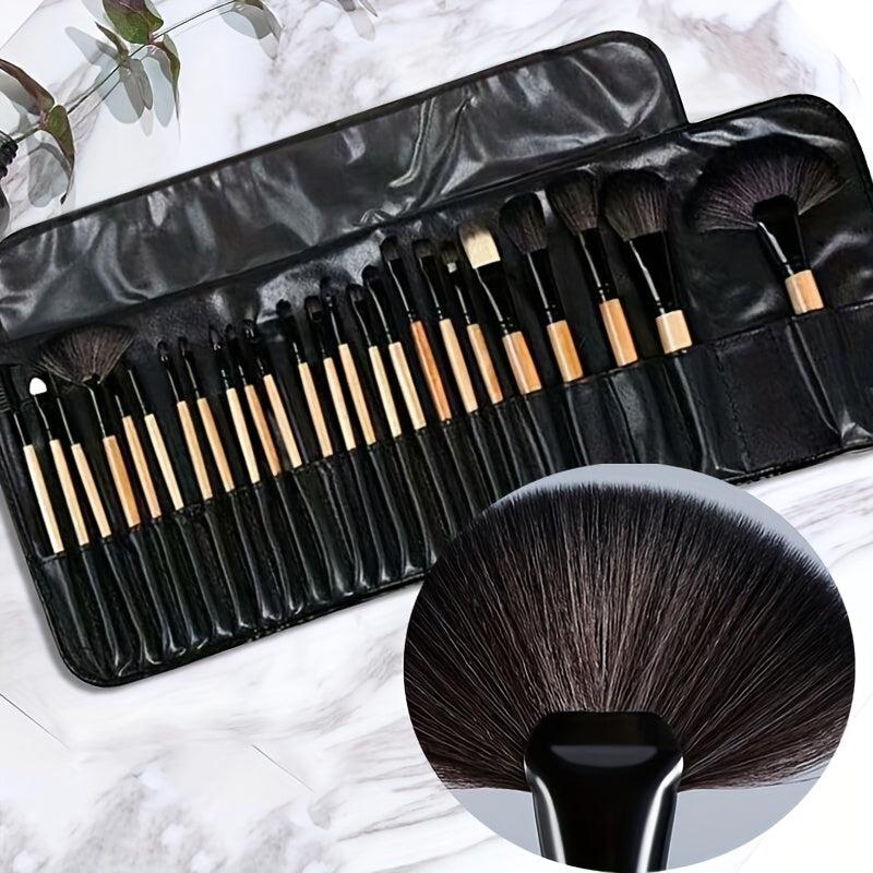 24pcs Makeup Brush Set Face Eye Lip Blending Brushes with Leather Case