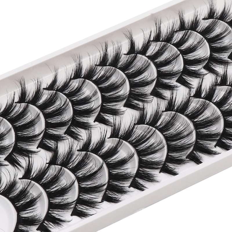 10 Pairs 3D Faux Mink Lashes 18mm Natural Look False Eyelashes