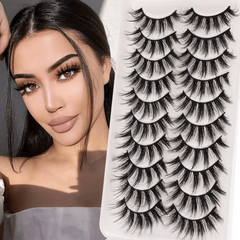 10 Pairs 3D Faux Mink Lashes 18mm Natural Look False Eyelashes
