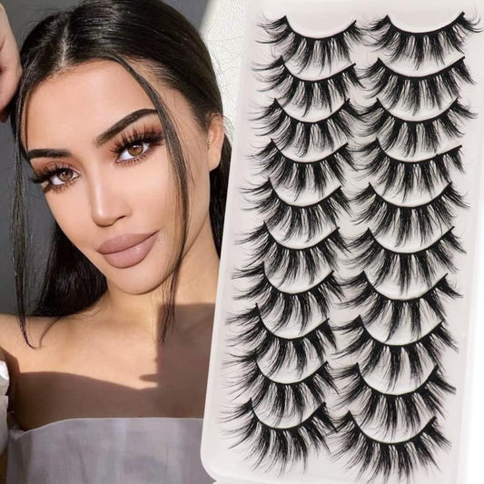 10 Pairs 3D Faux Mink Lashes 18mm Natural Look False Eyelashes