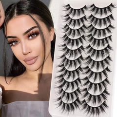 10 Pairs 3D Faux Mink Lashes 18mm Natural Look False Eyelashes