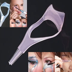 3 in 1 Mascara Shield Applicator Eyelash Brush Curler Guard Comb Guide Card