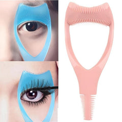 3 in 1 Mascara Shield Applicator Eyelash Brush Curler Guard Comb Guide Card