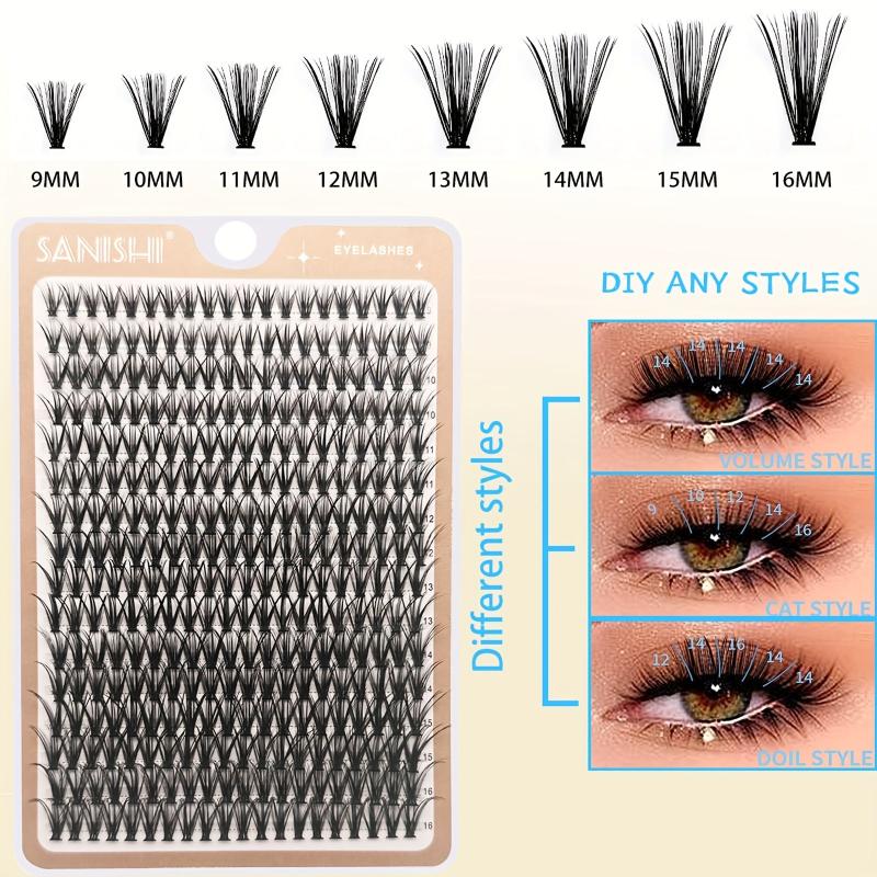 320pcs Cluster Lashes 30 40D 9 16mm Mix D Curling Self Grafting False Eyelashes