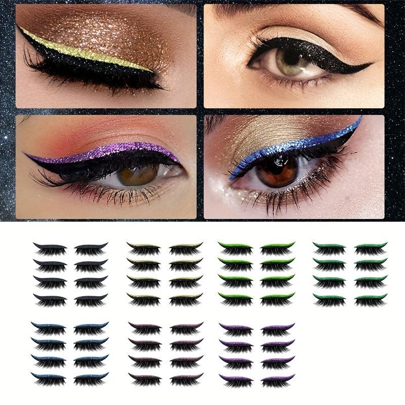 Glitter Eyeliner & Eyelashes Stickers Self Adhesive Extension Patch