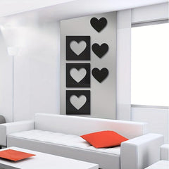 Heart Shaped Mirror Wall Stickers for Living Room Bedroom 3D Decals