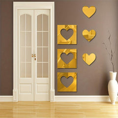 Heart Shaped Mirror Wall Stickers for Living Room Bedroom 3D Decals