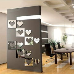 Heart Shaped Mirror Wall Stickers for Living Room Bedroom 3D Decals