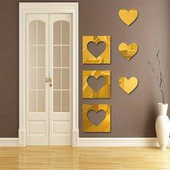 Heart Shaped Mirror Wall Stickers for Living Room Bedroom 3D Decals