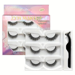 3 Pairs Natural Volume Faux Mink Eyelashes - Reusable Self Adhesive