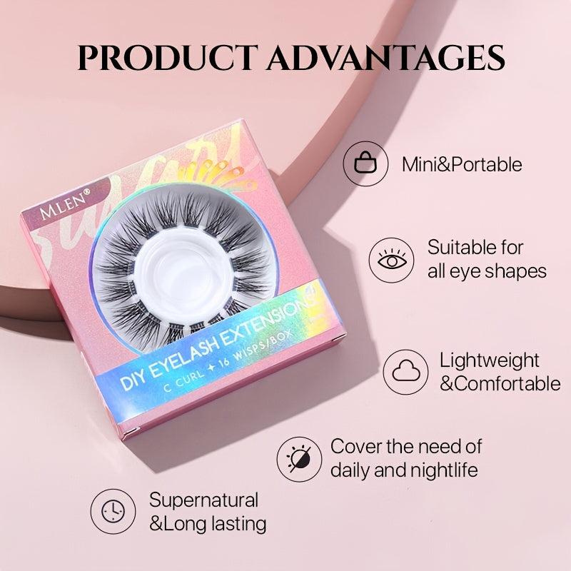 16 Clusters Fluffy C Curl Mini Wisps Eyelash Extensions Natural Look