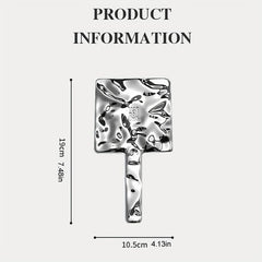 Square Vanity Mirror with Handle, Wave Pattern Handheld Makeup Cosmetic Mirror