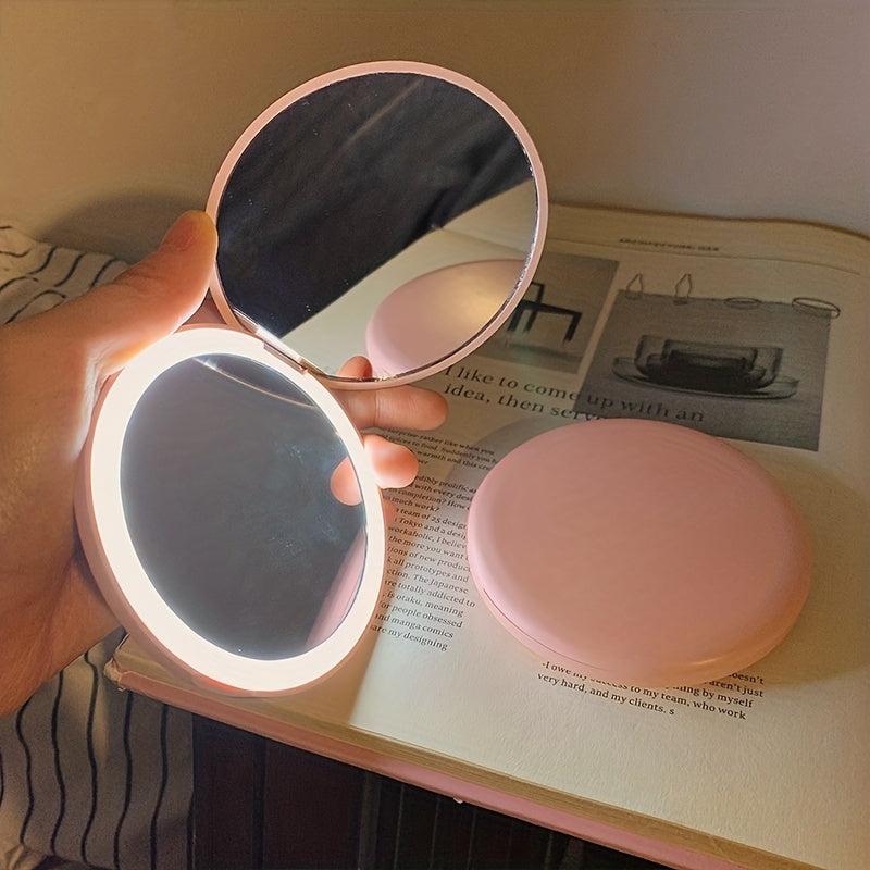 LED Lighted Compact Mirror, 1x & 2x Magnification, Portable Mini Pocket Size