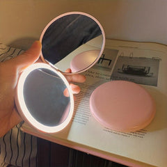 LED Lighted Compact Mirror, 1x & 2x Magnification, Portable Mini Pocket Size