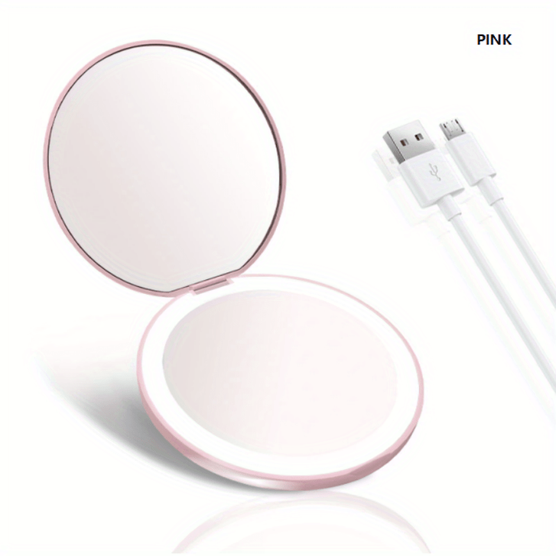 LED Lighted Compact Mirror, 1x & 2x Magnification, Portable Mini Pocket Size