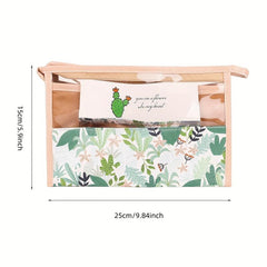 Floral Print Makeup Bag Clear Zipper Style Waterproof Toiletry Travel Organizer