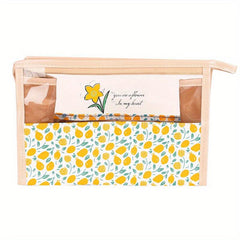 Floral Print Makeup Bag Clear Zipper Style Waterproof Toiletry Travel Organizer