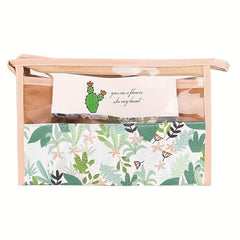 Floral Print Makeup Bag Clear Zipper Style Waterproof Toiletry Travel Organizer