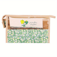 Floral Print Makeup Bag Clear Zipper Style Waterproof Toiletry Travel Organizer