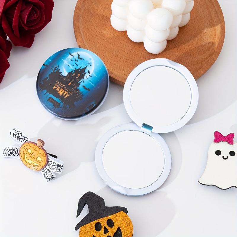 Castle & Bats Pattern Makeup Mirror Double Side Folding Cosmetic Compact Mirror