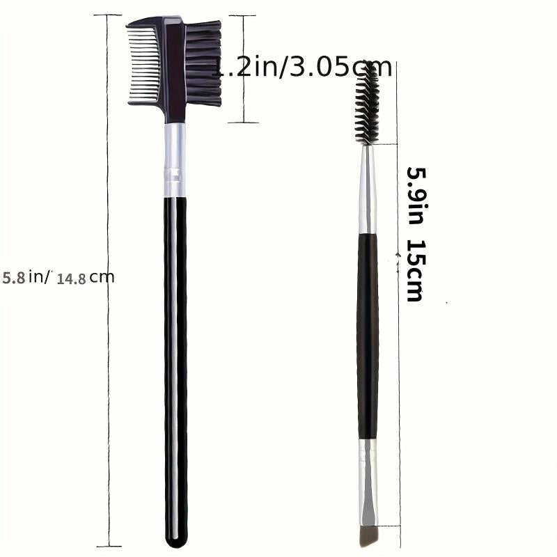 2pcs Brow Brush and Comb Set Thin Angled Brush for Precision Application