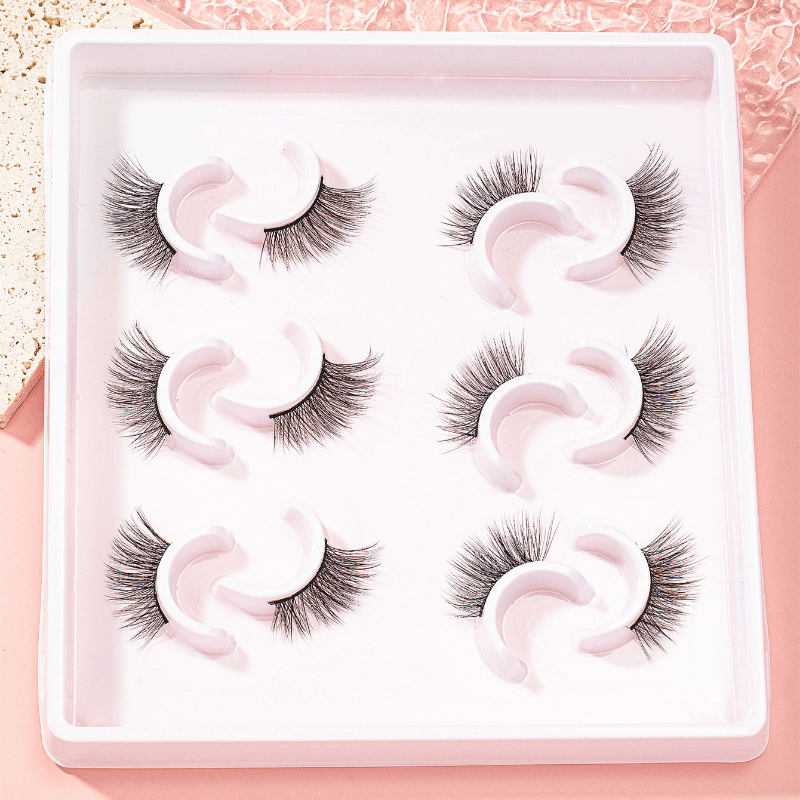 6 Pairs Half Eye False Eyelashes Fluffy Cat Eye Wispy Lashes Natural Look