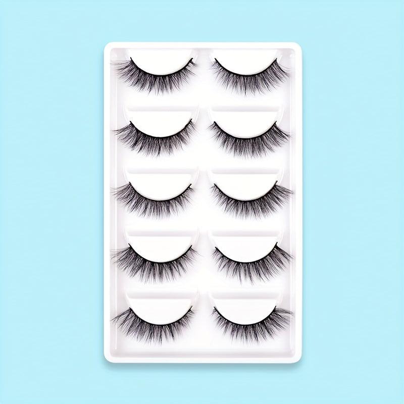 5 Pairs 3D Crisscross Lashes Natural Look Wispy Makeup Lashes Add Natural Volume