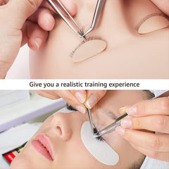 3 Pairs Mannequin Head Eyelash Extension Training Kit with Replacement Eyelids