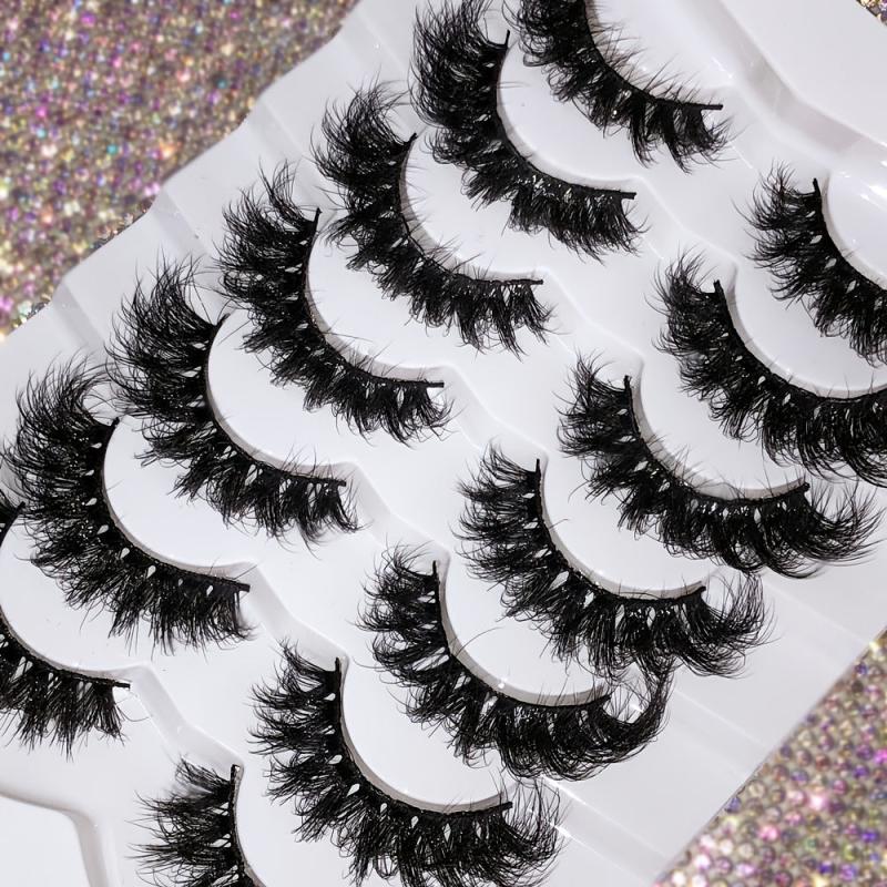 7 Pairs Long Faux Mink Lashes 3D Fluffy Wispy Reusable False Eyelashes