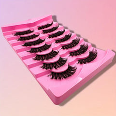 7 Pairs Natural 3D Silk False Eyelashes 16 18mm Dramatic Curling Lashes